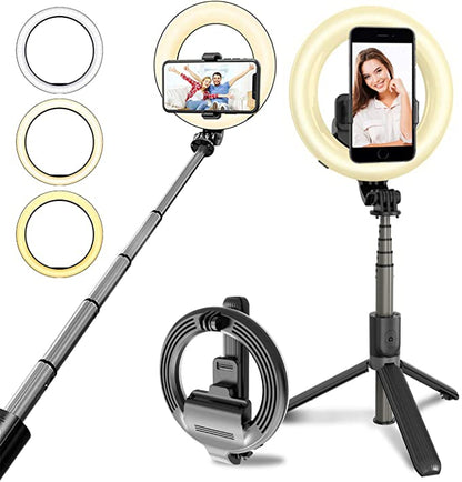 Portable 4-in-1 Selfie Stick with Tripod &amp; LED