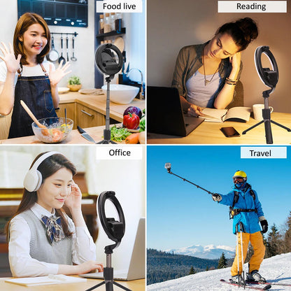 Portable 4-in-1 Selfie Stick with Tripod &amp; LED